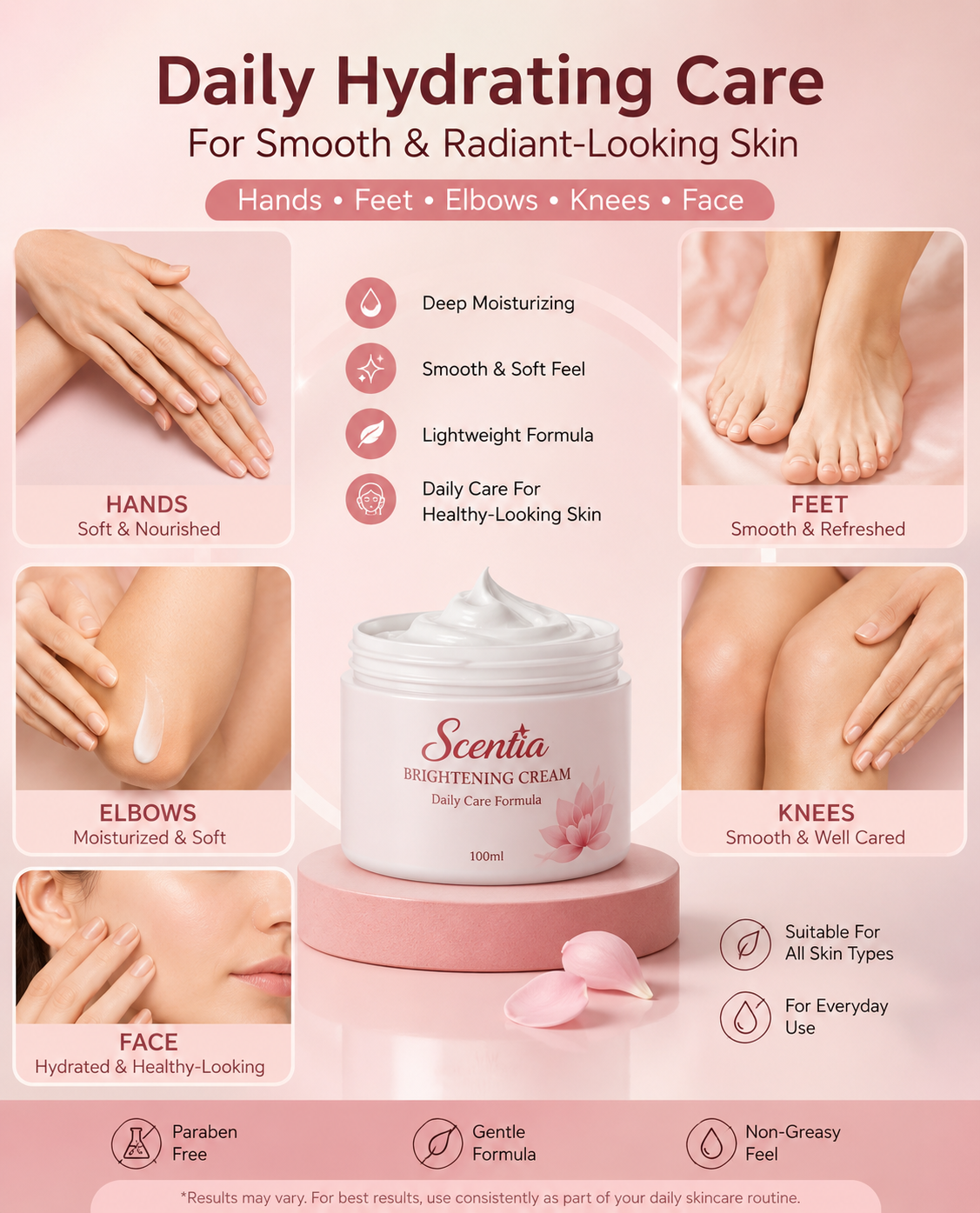 Scentia Brightening Cream 100ml – Hydrating Formula for Healthy-Looking Glow